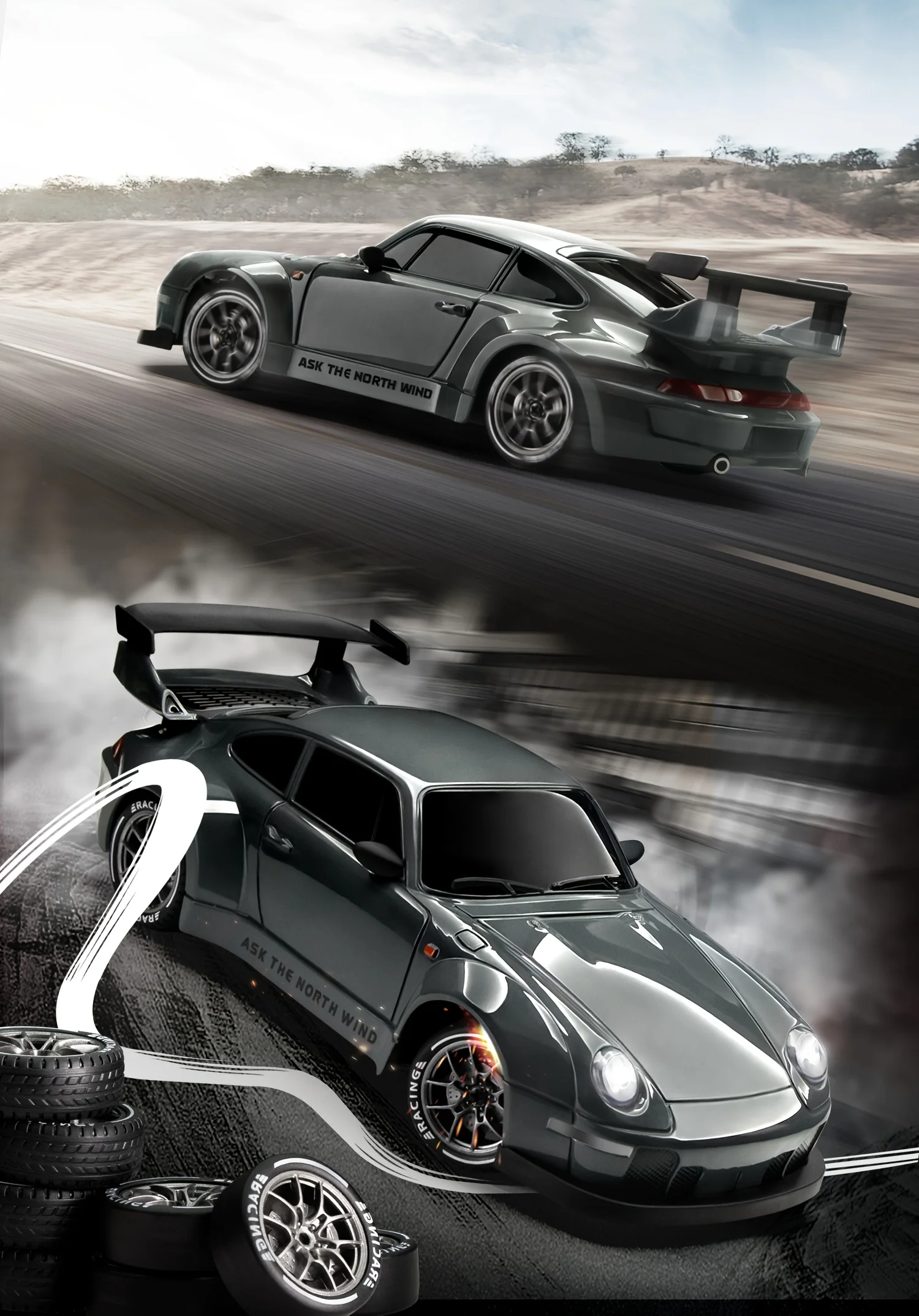 Coche RC 4WD Teledirigido 1/24 | Drift, Alta Velocidad 20KM/H, Turbo con 2 Velocidades y Luces LED